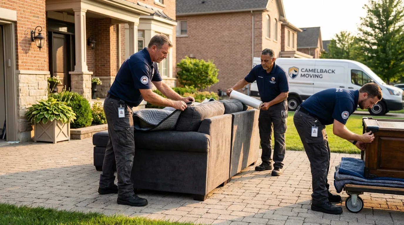 Large estate moving crew wrapping furniture in Mount Laurel, NJ