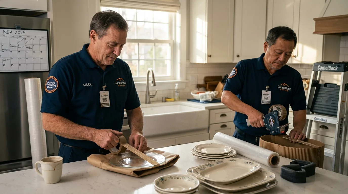 Professional crew packing kitchen dishware in Mount Laurel, NJ